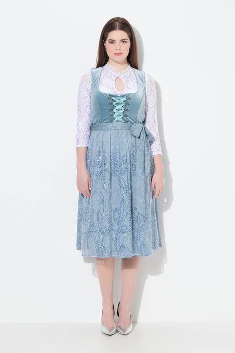 Immagine prodotto Ulla Popken Abito in tradizionale stile Dirndl con taglio smanicato, ricami, allacciatura e scollo rettangolare (62)