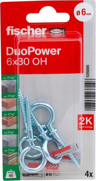Actual product image Fischer SB Nylon dowel Duopower with eye hooks (4 pcs.)