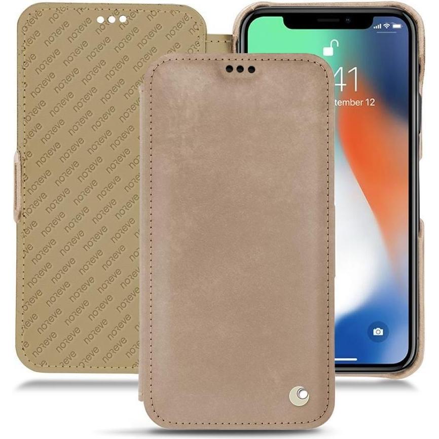 Noreve Lederschutzhülle horizontal (Apple iPhone XS Max), Smartphone Hülle, Beige