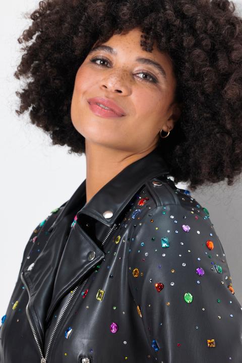 Immagine prodotto Angel of Style Bikerjacke, Lederoptik, farbige Glitzersteinchen (54)