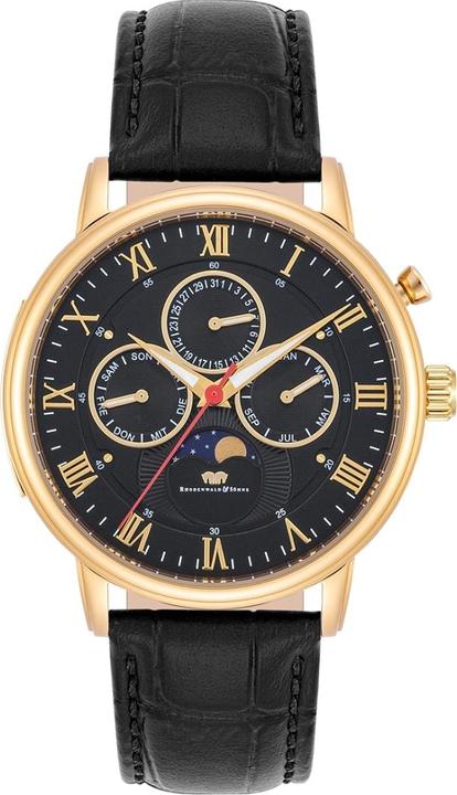 Produktbild Multifunktionen Moontime II Echtleder Gelbgold - 34082 (Analoguhr, 40 mm)