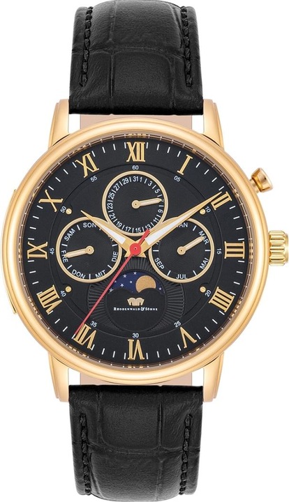 Immagine prodotto Multifunzioni Moontime II Vera Pelle Oro Giallo - 34082 (Orologio da polso analogico, 40 mm)