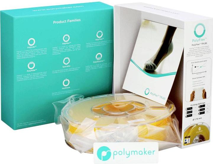 Actual product image Polymaker PolyFlex TPU95 V2 - Yellow - 1.75mm (TPU, 1.75 mm, 750 g, Yellow)