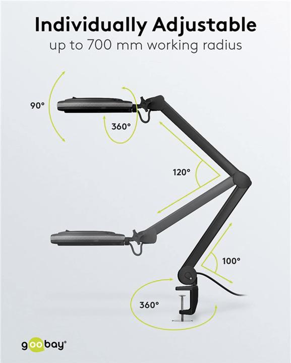 Produktbild Goobay LED-Klemm-Lupenleuchte, 9 W, schwarz (730 lm)