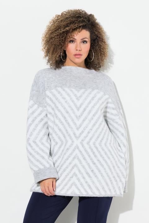 Produktbild Ulla Popken Pullover, grafisches Muster, Stehkragen, Langarm (58)