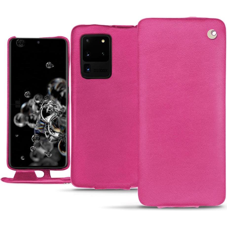 Noreve Lederschutzhülle vertikal (Samsung Galaxy S20 Ultra 5G), Smartphone Hülle, Rosa