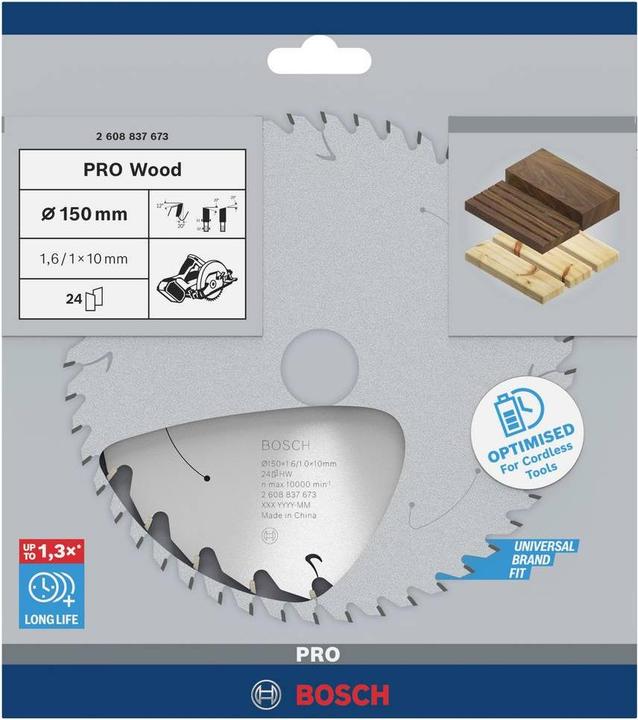 Produktbild Bosch Professional Zubehör PRO Wood cordless Kreissägeblatt, 150 x 1,6 x 10 mm