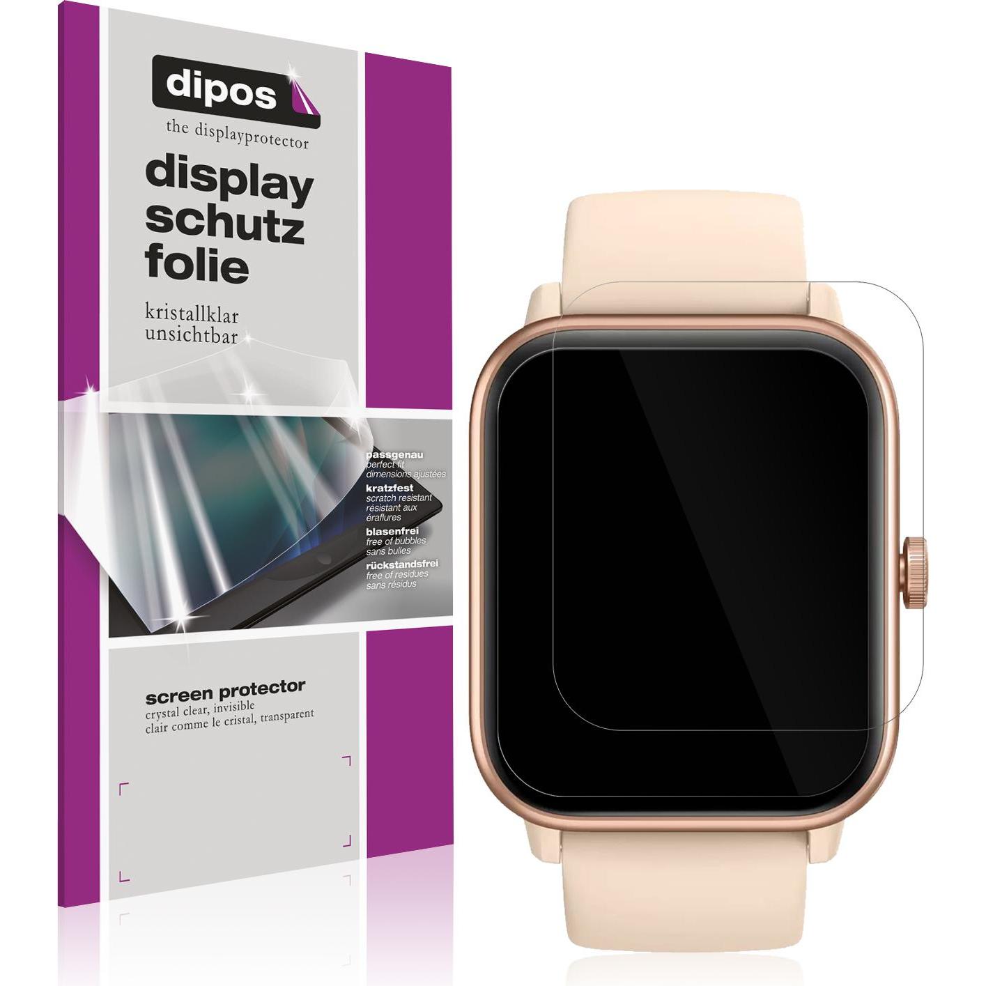 Dipos Displayschutzfolie Crystalclear, Smartwatch Schutzfolie, Transparent