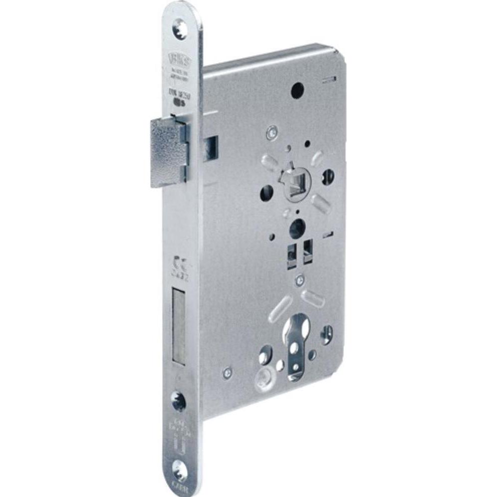 BKS, Türschloss + Schliesszylinder, Feuerschutztürschloss B-1206 24/65/72/9 mm DIN links 24 mm abgerundet silber