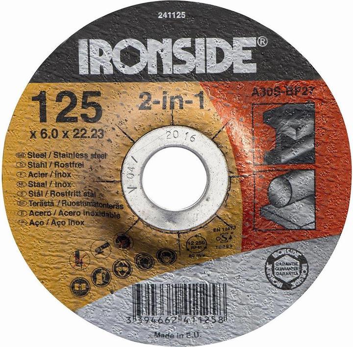 Produktbild Ironside Schruppscheibe für Metall 125/6mm gekröpft, Bohrung 22 mm