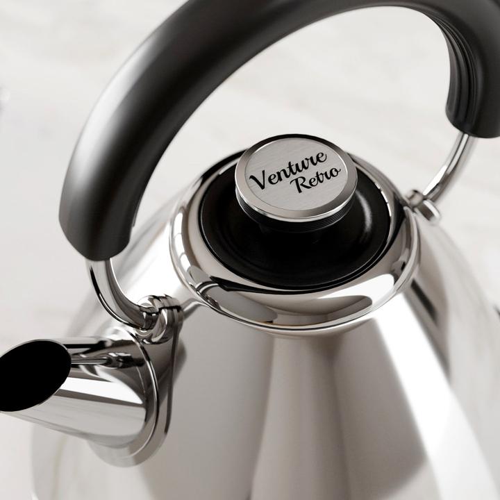 Produktbild Morphy Richards Venture Retro Pyramid, 1.5 L, 3000 W, Silver, Chrome, Stainless steel, Water level i (1.50 l)