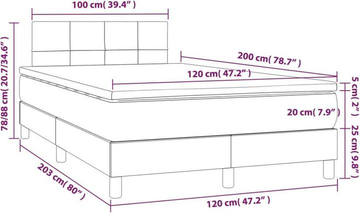 Produktbild vidaXL Boxspringbett (120 x 200 cm)