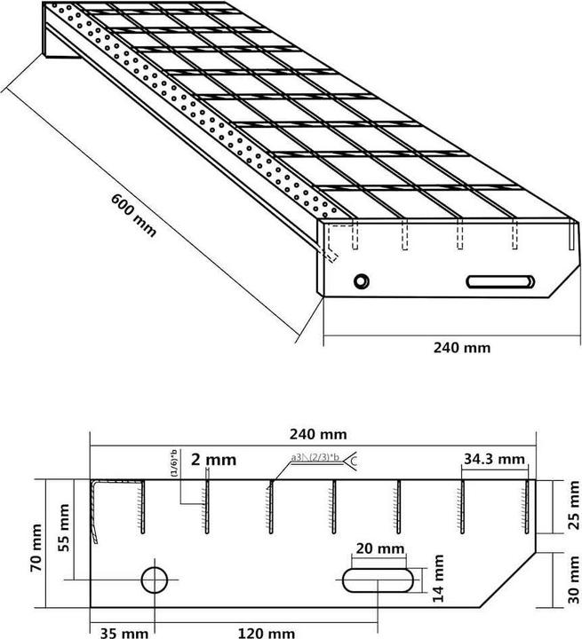 Produktbild vidaXL Gitterroststufe