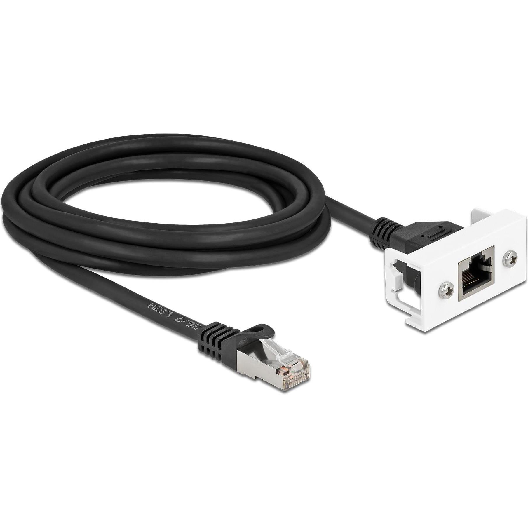 Thumbnail - Delock Netzwerk Verlängerungskabel für Easy 45 Modul S/FTP RJ45 Stecker zu RJ45 Buchse Cat.6A 3 m schwarz (S/FTP, CAT6a,...