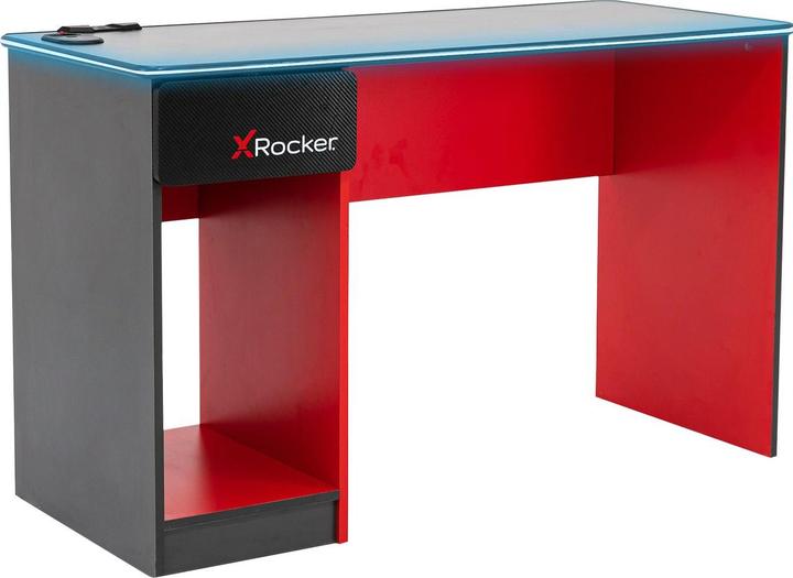 Actual product image X Rocker Bureau de jeu Carbon-Tek avec chargeur sans fil et éclairage LED Gris/Rouge