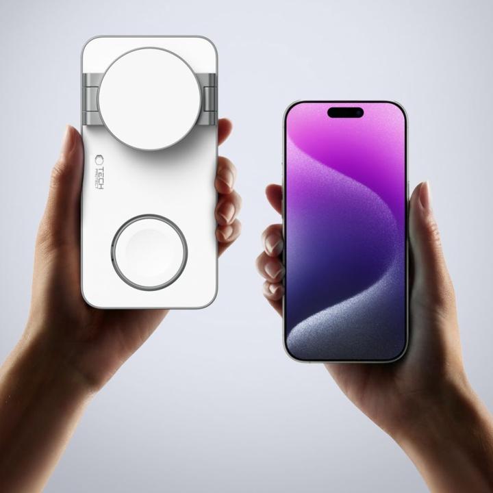 Actual product image Tech-Protect QI15W-A47 MagSafe 3in1 Inductive Charger + USB-C Cable - White (35 W)