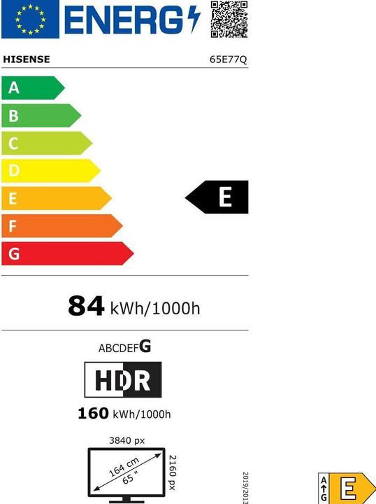 Energie-Label Hisense TV 65E77Q (65", QLED, UHD, 2025)