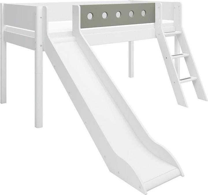 Produktbild Flexa Halbhohes Bett White mit Rutsche und schräger Leiter (90 x 200 cm)