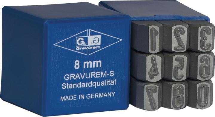 Actual product image BETA GRAVUREM-S Standard punch numbers, punch stamps, embossing stamps, punch numbers - numbers 0-9 / 8mm