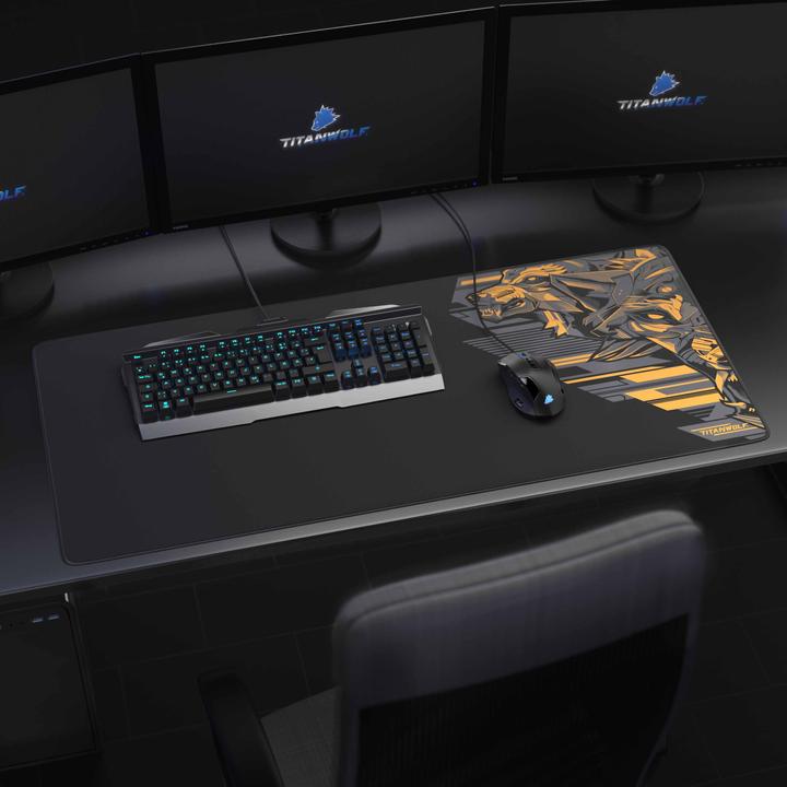 Produktbild Titanwolf Gaming Mauspad XXL, glattes Stoffgewebe, Speed Mausmatte 900 x 400mm grosse Fläche, Vector Gelb (XXL)