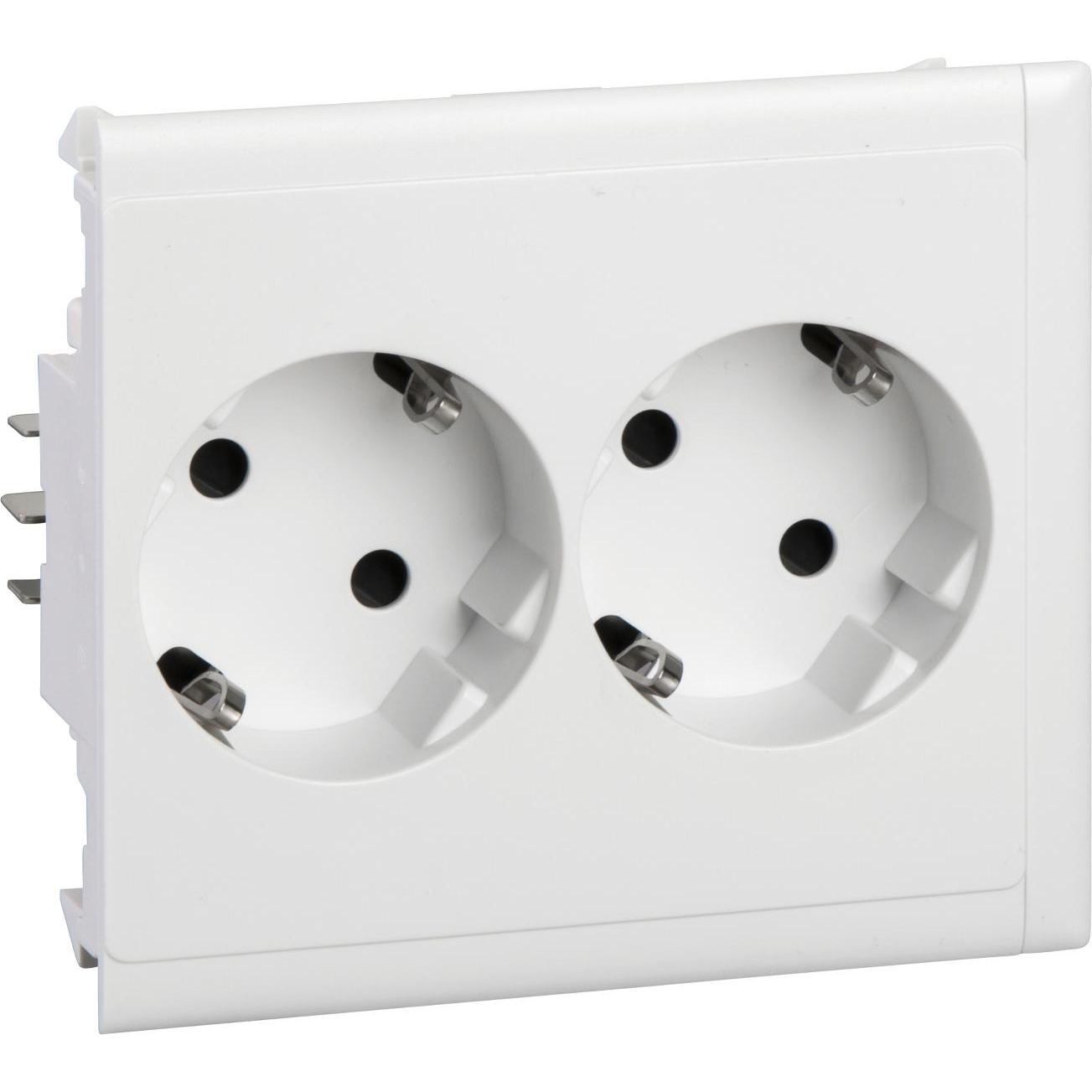 Schneider Electric, Steckdose, Schukosteckdose CYB-PS 37grad Slave 2fach 16A/250V anreih Master/Slave weiss 9016 5940010