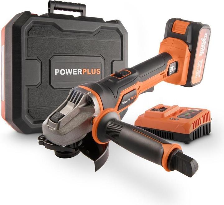 Actual product image Powerplus Dual Power angle grinder 20V Ø 115mm - incl. battery 2x20V 5.0/2.5Ah and charger (115 mm)
