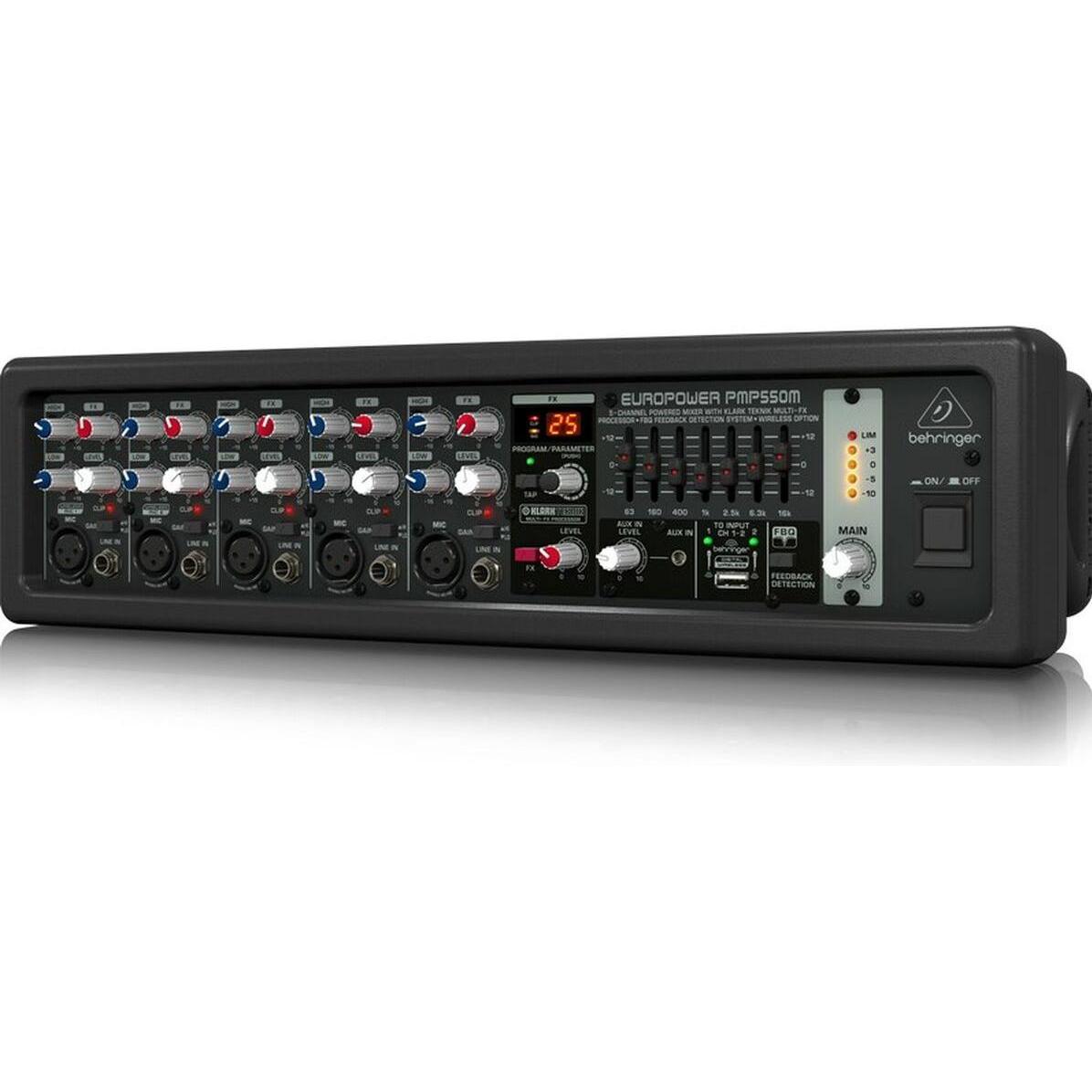 Behringer Miscelatore di potenza PMP550M 2x 250 W Ka (Mixer da studio e live), Mixer audio, Nero