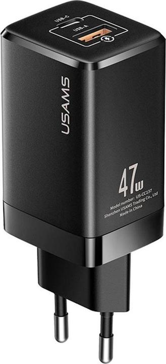 Produktbild Usams Ład. siec. T41 USB-C+USB GaN 47W PD+QC (only head) Fast Charging czarny/black CC137TC01 (US-CC (47 W)