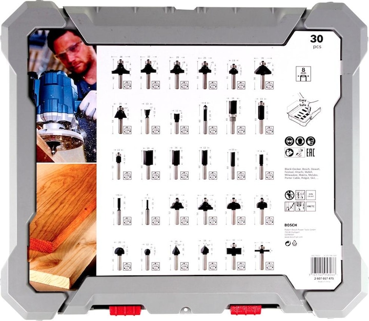 Produktbild Bosch Professional Zubehör 30-teiliges Fräser-Set, 8-mm-Schaft für Handfräsen