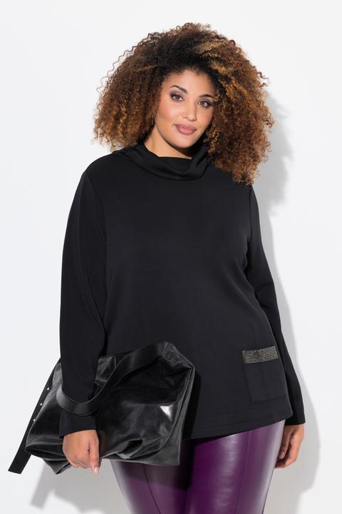 Produktbild Ulla Popken Sweatshirt, Ziersteintaschen, Boxy, Stehkragen, Langarm (42, 44)