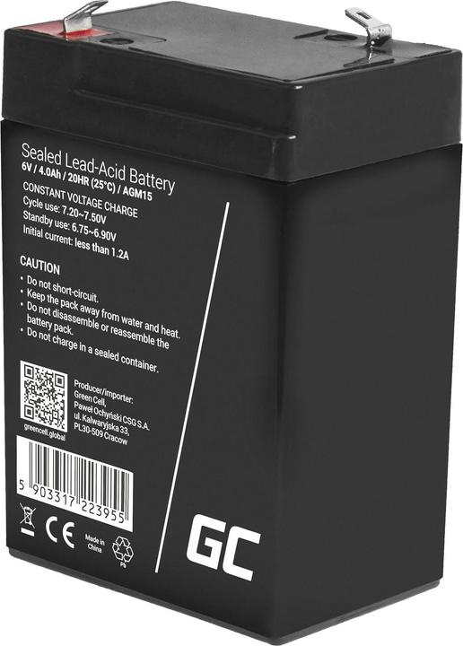 Actual product image GreenCell AGM15 (4 Ah, 6 V)