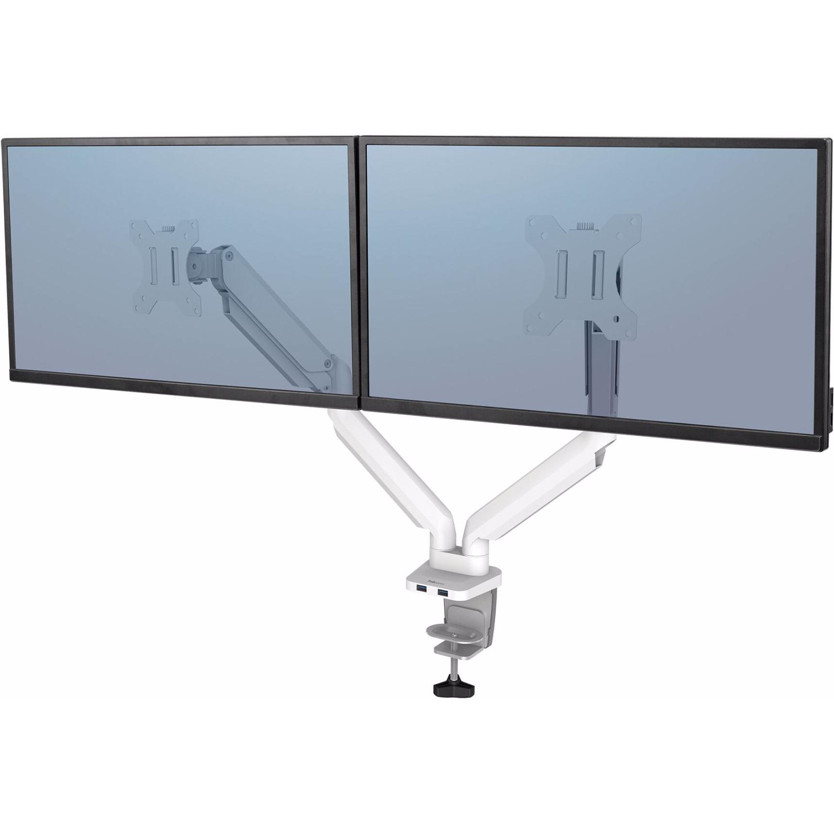 Fellowes Platinum Series Doppel Monitorarm (Tisch, 27.01"), Monitor Halterung, Weiss