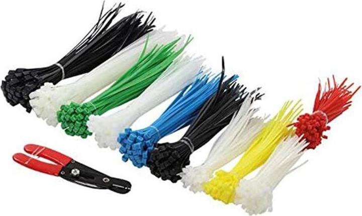 LogiLink Set de colliers de serrage, 600 pièces, pince à dénuder incluse (Serre-câbles en plastique, 230 mm, 600 pcs)