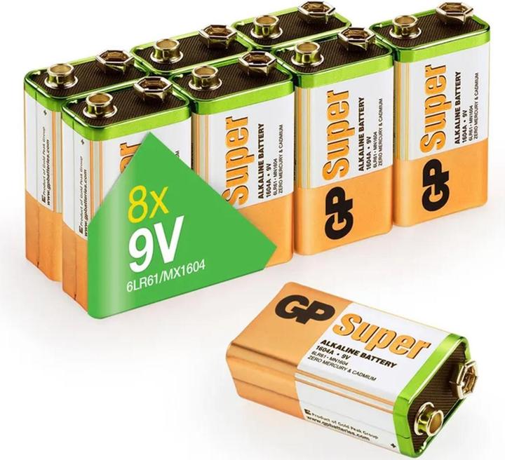 Produktbild GP Batteries 9 V Batterie Super Alkaline Batterien 9V, 8er (1 Stk., 9V Block)