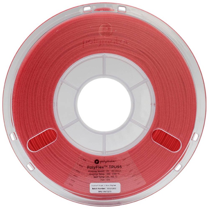 Actual product image Polymaker PD01003 PolyFlex TPU-95A Filament TPU flexible 1.75 mm 750 g Red 1 pc (TPU, 1.75 mm, 750 g, Red)