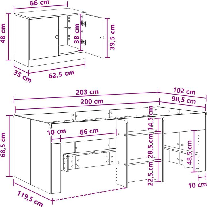 Produktbild vidaXL Loft Bett (98.50 x 200 cm)