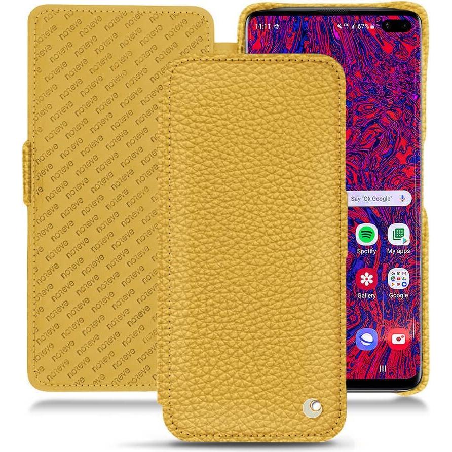 Noreve Lederschutzhülle horizontal (Samsung Galaxy S10+), Smartphone Hülle, Orange