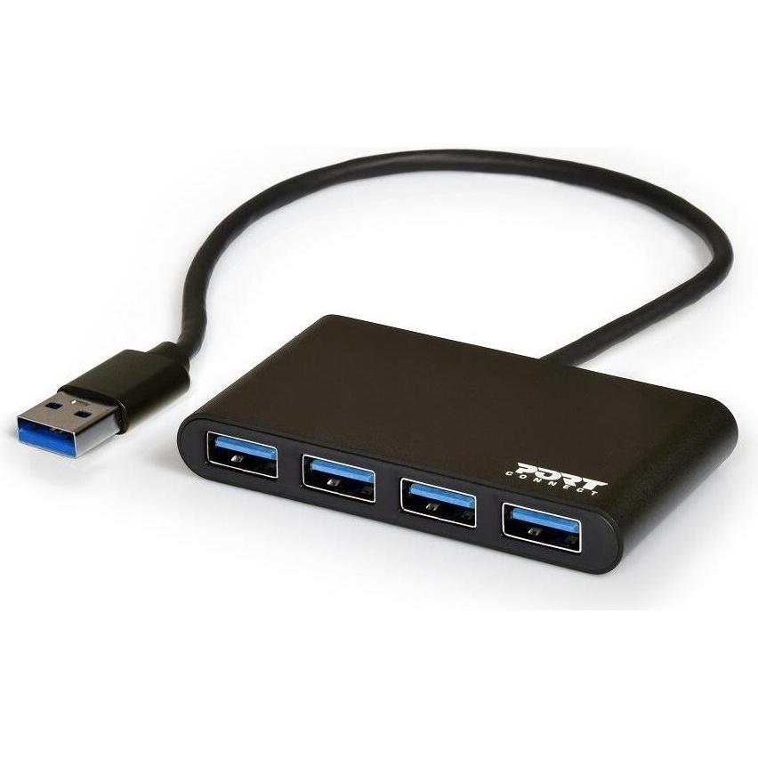 Thumbnail - Port Designs USB 3.0 Hub (USB-A, 4 Ports), Dockingstation + USB Hub, Schwarz
