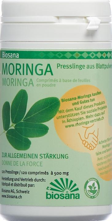 Actual product image Biosana Moringa Blattpulver SPEZ Tablette (120 Piece, Pills, 82 g)