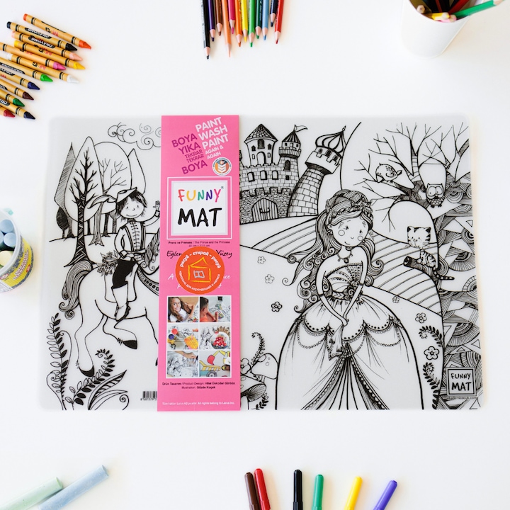 Produktbild Funny Mat Set wiederverwendbare Malvorlagen Prinzessinnen und Ballerinas, 2-er set. (24 x 48 cm)