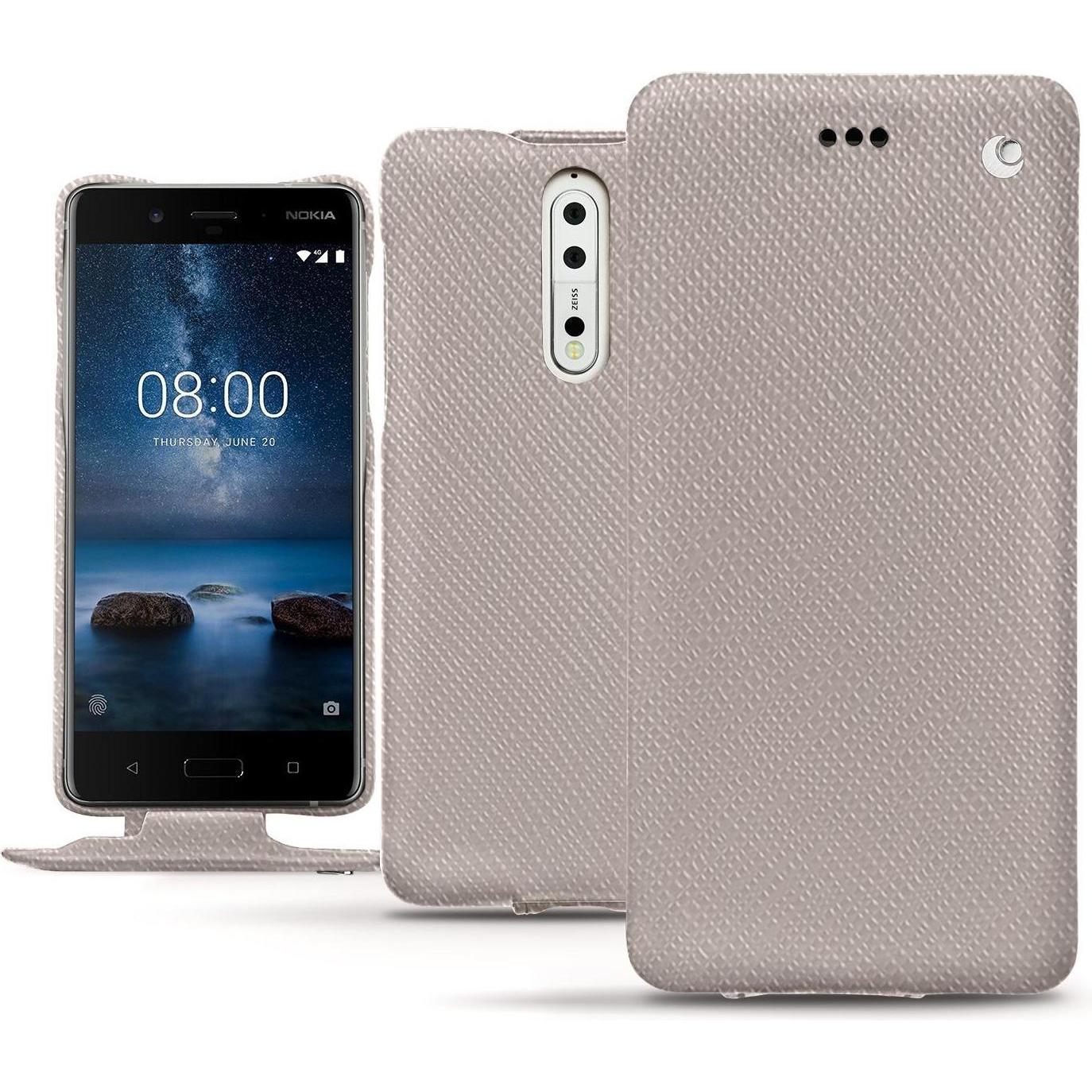 Noreve Lederschutzhülle vertikal (Nokia 8), Smartphone Hülle, Beige