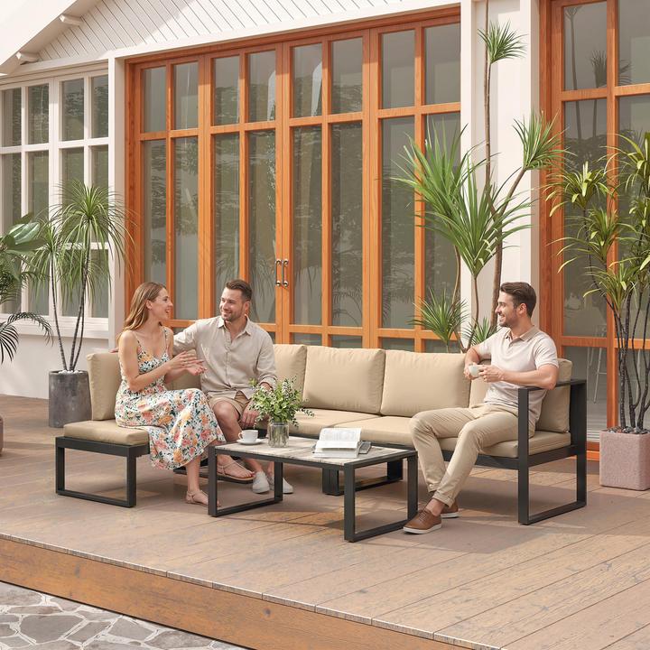 Produktbild Outsunny Gartenmöbel-Set Stahl, Polyester Khaki