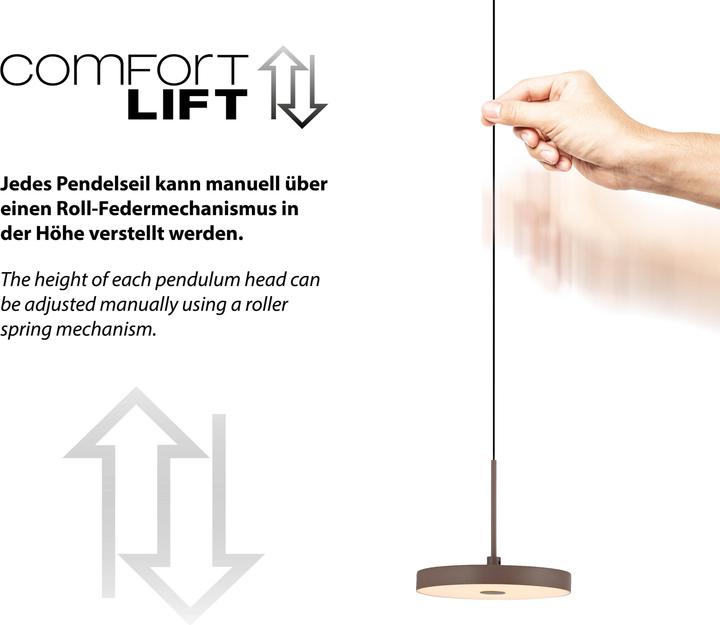 Actual product image Just Light LED Pendellampe Plata dimmbar über Wandschalter höhenverstellabr (790 lm)