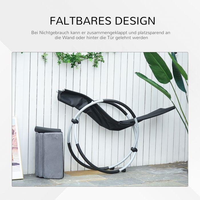 Produktbild Swisshandel24 Schaukelstuhl ergonomischer 2 In 1 Schwingsessel Gartenstuh Schaukelliege Metall Texteline kugelförm