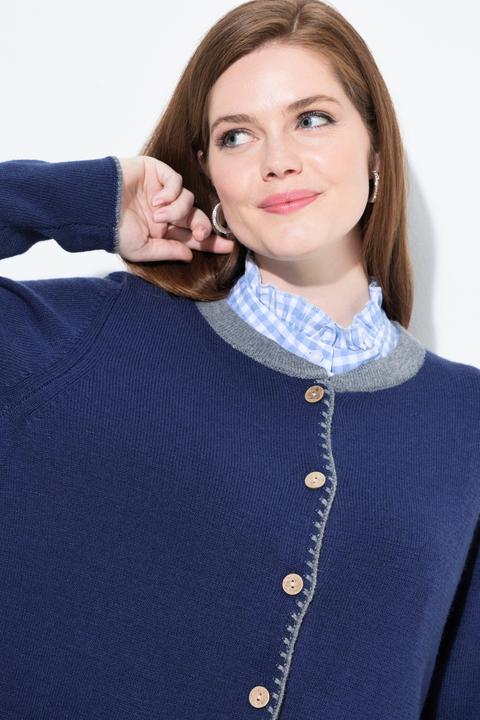 Produktbild Ulla Popken Long-Strickjacke, Hirsch-Stickerei, A-Linie, Stehkragen (42, 44)
