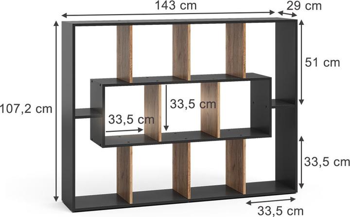 Produktbild Vicco Raumteiler, Anthrazit/Goldkraft Eiche, 107.2 x 143 cm
