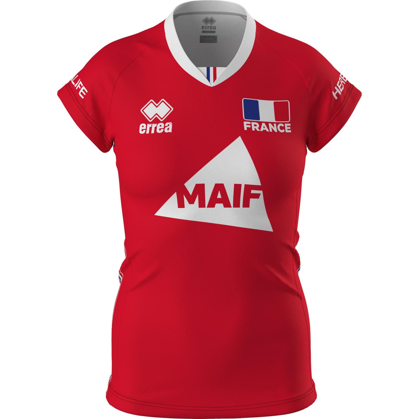 Errea, Damen, Sportshirt, offizielles libero-damentrikot der französischen nationalmannschaft 2023/24 (XL), Rot, XL