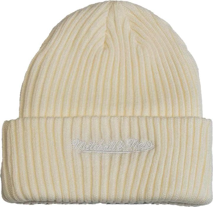 Actual product image Mitchell & Ness Cuff Knit Wintermütze - Metal Logo Offwhite