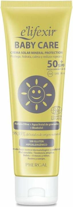Image du produit Phergal Crema Solar Mineral Protection Spf50 100ml Baby Care E lifexir r (Crème solaire, SPF 50, 100 ml, 140 g)