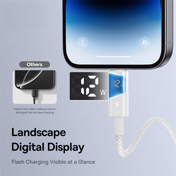 Produktbild Baseus USB-A to Lightning Cable Display 2, 18W, 2.4A, 2m, White (USB 3.2 Gen 1, 18 W)